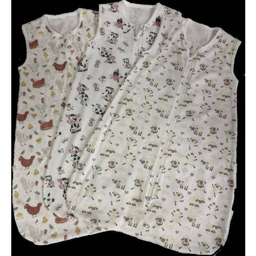 Baby Sleep Sack, Wearable Blanket for Babies, TOG 0.5, 100% Cotton, Sleeping Sack 3 Pack, Farm Animals, 65cm/75cm