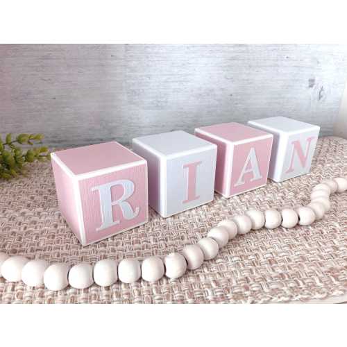 Personalized Name Blocks: Pink & White Wood, Girl Nursery Decor