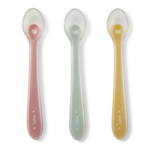 SARO Silicone Baby Spoons – Set of 3 Ergonomic First-Stage Feeding Utensils, Soft BPA-Free Tips for Infants & Toddlers