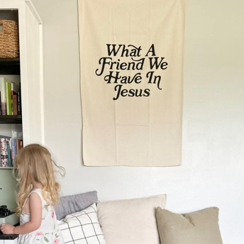 What a Friend in Jesus Tapestry | Christian Home Decor | Elevated Faith
