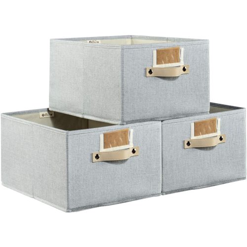 Foldable Storage Bins Set of 3 Rectangle Storage Basket, Sturdy Storage Basket with Lables,Decorative Storage Boxes for Shelves, Fabric Closet Storage Bins Box for Home|Office 11.4x8.7x6.7” - Walmart.ca