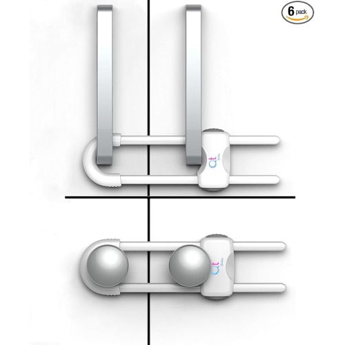 QT BABY Baby Proofing Cabinet Locks Adjustable U Shaped Baby Safety Latches for Drawers, Fridge, Closet Modern Baby Proofing Cabinet Lock with Extra Secure Lock Buttons (Pack of 6, White)