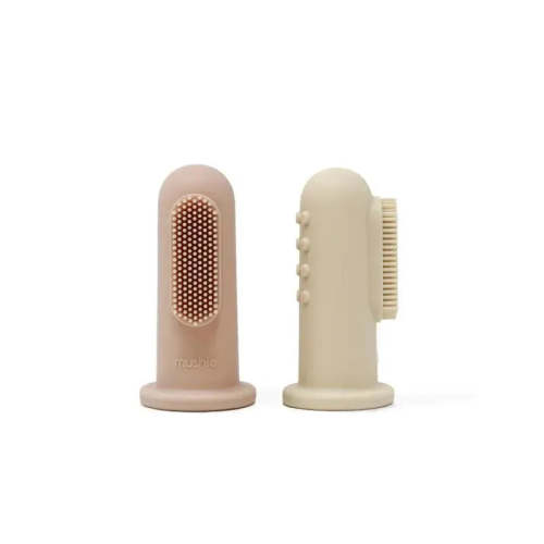 Mushie - Finger Toothbrush (Shifting Sands/Blush)