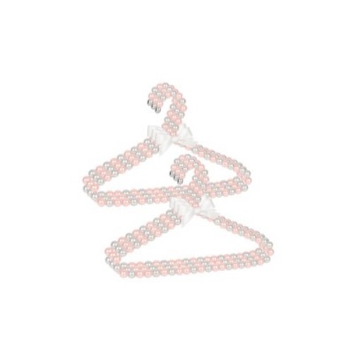CONCEPTS 6pcs - 11 Inch Pearl Hangers for Baby Girls & Women, Decorative Closet Hanger Set for Wedding Dresses & Kids Clothing - White & Pink