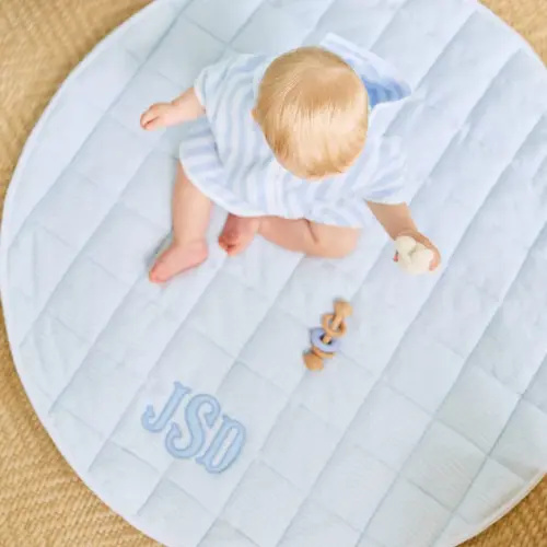 Tummy Time Mat -Color: Light Blue Stripe Mat