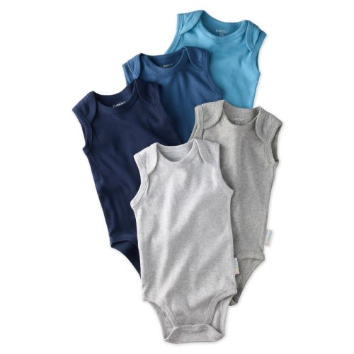 Sam Assorted 5-Pack Sleeveless Organic Cotton Bodysuits