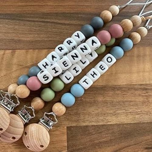 Personalized Pacifier Clip with Name Monogram Pacifier Clip Newborn Silicone Paci Holder
