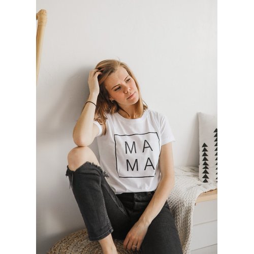 Mama Square Tee in White | Shop Little Dude - ExtraLarge