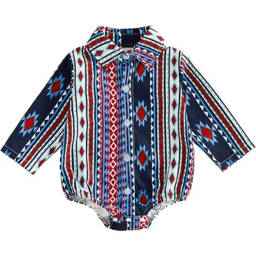BULINGNA Infant Baby Boy Cowboy Shirt Romper One-Piece Jumpsuit Western Clothes
