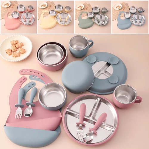7-Piece Baby Feeding Set | Stainless Steel & Silicone BPA-Free