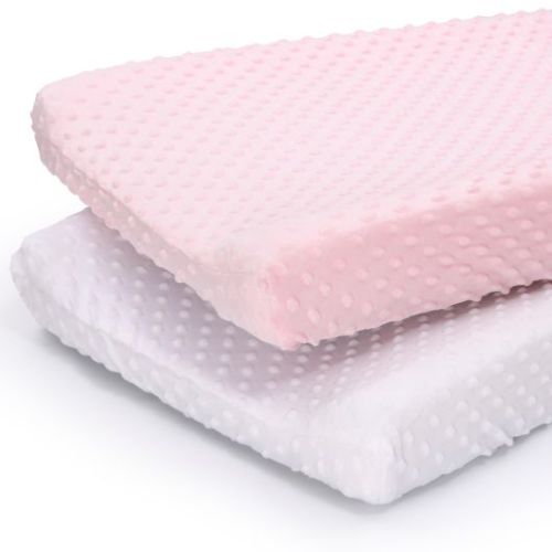 The Peanutshell™ 2-Pack Minky Dot Changing Pad Covers in Pink/White