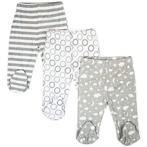 Spasilk Baby Boys' 3 Pack Cotton Pull on Footed Pants