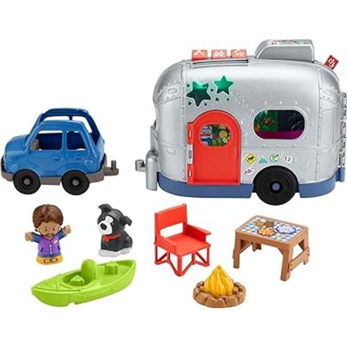 Fisher-Price Little People Toddler Toy Light-Up Learning Camper Playset with Smart Stages for Pretend Play Kids Ages 1+ Years