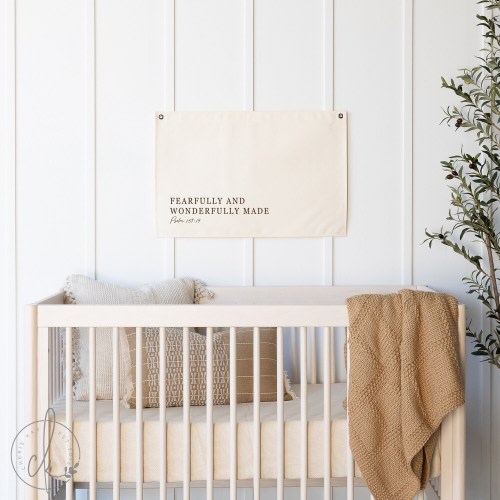 Fearfully And Wonderfully Made | Canvas Flag | Nursery Wall Art | Scripture Nursery Decor | Baby Shower Gift | Psalm 139:14