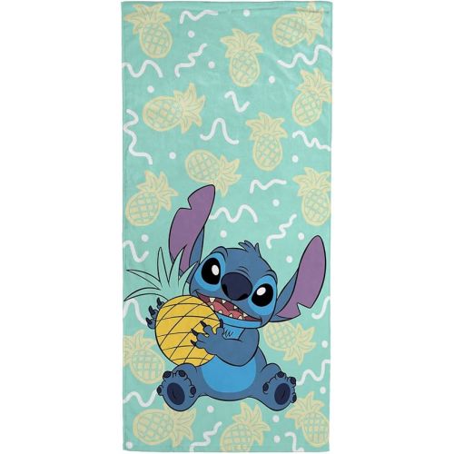 Jay Franco Disney Stitch Kids Bath Pool Beach Towel - Super Soft & Absorbent 100% Cotton Towel - Measures 28 x 58
