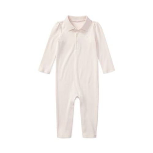 Baby Girls Ribbed Polo Collar Coverall
