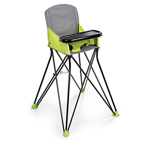 Bright Starts Pop ‘n Sit Portable Highchair, Green - Portable Highchair For Indoor/Outdoor Dining – Space Saver High Chair with Fast, Easy, Compact Fold, For 6 Months – 45 Pounds