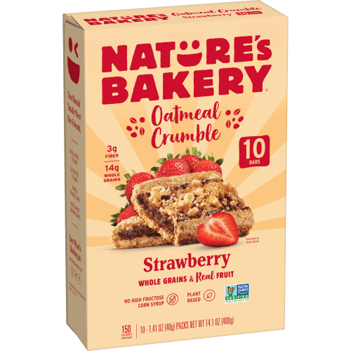 Nature's Bakery Oatmeal Crumble Strawberry Breakfast Snack Bars, 1.41 oz, 10 Count