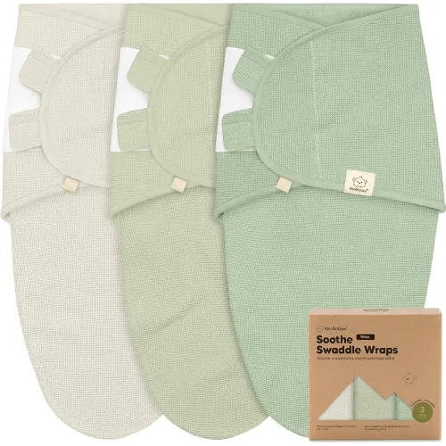 3-Pack Organic Swaddles for Newborns, Baby Sleep Sacks 0-3 Months - Baby Swaddle Wrap, Newborn Wearable Blanket, Infant Sleep Sack for Girls, Boys, Soft & Snug, Large Hook & Loop Closure (Willow)