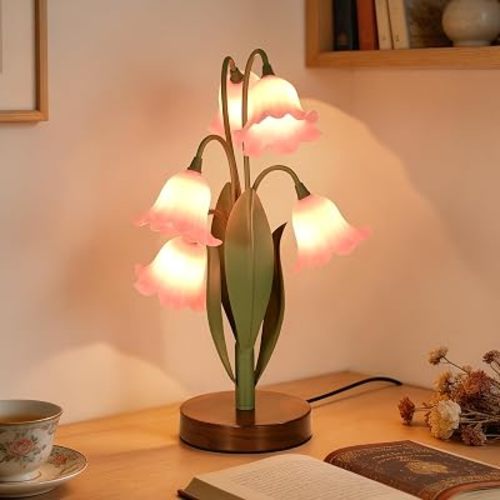 Flower Table Lamp for Bedroom, LED Cute Reading Light