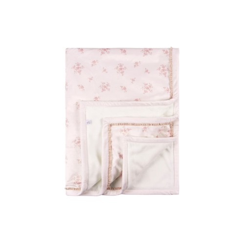 Floral Plush Blanket with Satin Trim