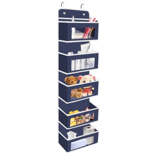 coastal rose Over The Door Organizer,5 Pockets Hanging Storage Shelves,Foldable Over Door Storage Nursery Baby Organizer for Children's Room,Bedroom,Office