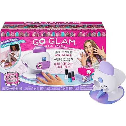 Cool Maker, GO Glam Nail Stamper Deluxe Salon with Dryer for Manicures and Pedicures with 3 Bonus Patterns and 2 Bonus Nail Polishes, Amazon Exclusive