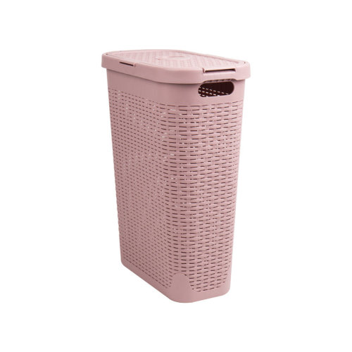 Mind Reader 40L Slim Laundry Hamper, Clothes Basket, Lid, Wicker Design, Plastic & Reviews | Wayfair