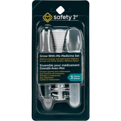 Safety 1st Grow-With-Me Ensemble de médicaments 3 pièces – Comprend un compte-gouttes avec protection contre les déversements, une seringue à médicaments pour bébé avec marquages de dose précis et une cuillère à médicaments pour nourrissons et tout-petits