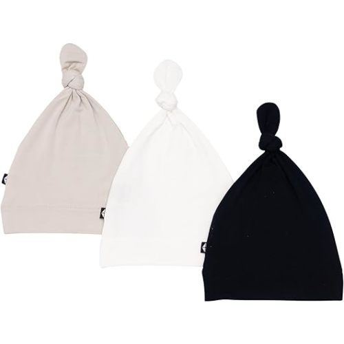 KYTE BABY Rayon Made from Bamboo Baby Beanie Hats - Super Soft Knotted Caps Available in Pattern and Solid Colors - 3 Pack