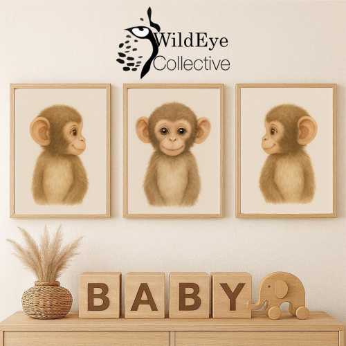 Cheeky Charm: Baby Monkey Wall Art