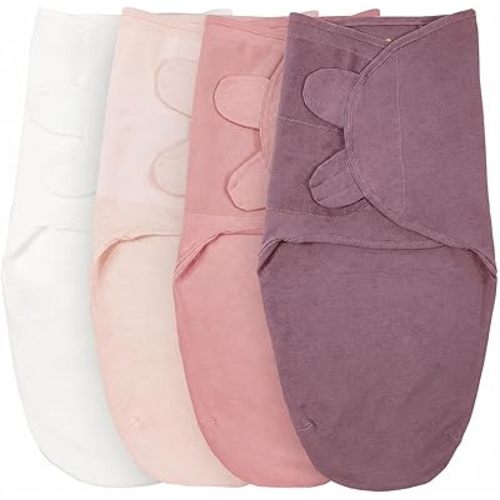 Mama Cheetah Baby Swaddle Sack, 100% Organic Cotton Swaddle Blanket 4-Pack, Adjustable Swaddle Sleep Sacks, Easy Swaddles for Girls 0-3 Month, Baby Essentials