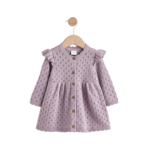 Kids' Textured Pointelle Cotton Knit Dress
