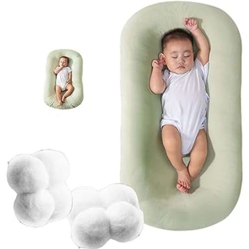 Baby Lounger Pillow, Baby Nest Lounger, Baby Nest Pillow Soft Organic Cotton Breathable Lounger, Baby Lounger Nest, Baby Nest Pillow (Green)