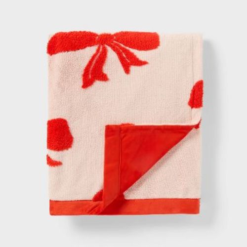 Patisserie Bow Kids' Chenille Throw Blanket Pink - Pillowfort™