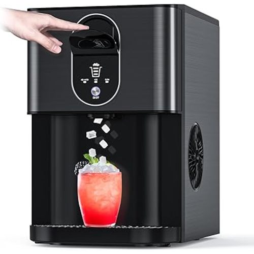 Portable Nugget Ice Maker Countertop, Self-Dispensing Pebble Ice Maker, 44 lbs/Day Soft Chewable Pellet Ice Machine for Home, Kitchen, Bar, Single Button Operation, Compact Design Ice Making Machine
