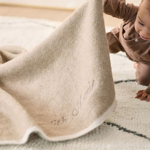 Pottery Barn Personalized Border Baby Blanket - Taupe
