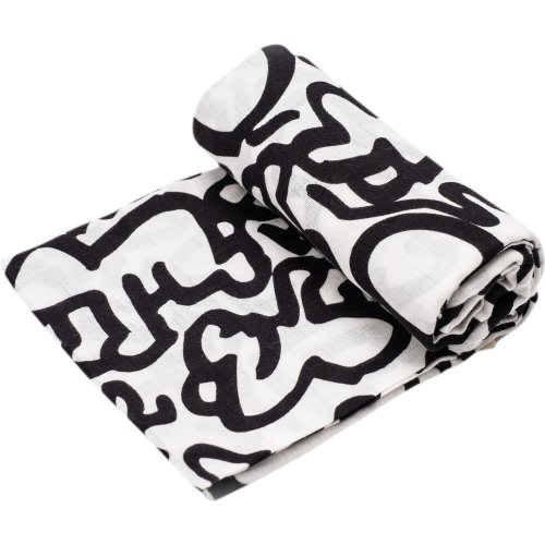 Etta Loves X Keith Haring 'Baby' Print Muslin Multi-Purpose Square Blanket, Black And White - Etta Loves Swaddles | Maisonette