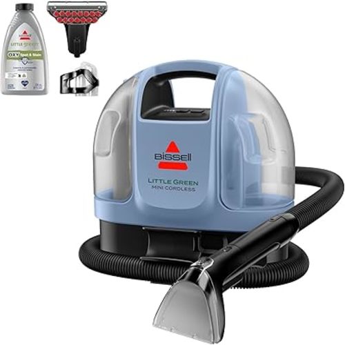 BISSELL Little Green Mini Cordless Portable Carpet and Upholstery Deep Cleaner, Car/Auto Detailer, with HydroRinse Self-Cleaning Tool and 4" Tough Stain Tool, Limited Edition Color Lake, 4015L