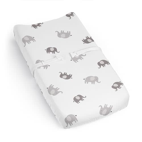 Sweet Jojo Designs Grey and White Boho Bohemian Elephant Boy Girl Gender Neutral Unisex Baby Changing Pad Cover Sheet Infant Newborn Diaper Table Change Mat Cover Jungle Safari Animal Modern Patterned