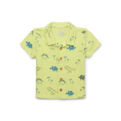 Garanimals Baby Boys' Print Button Front Knit Cabana Shirt, Sizes 0M-24M