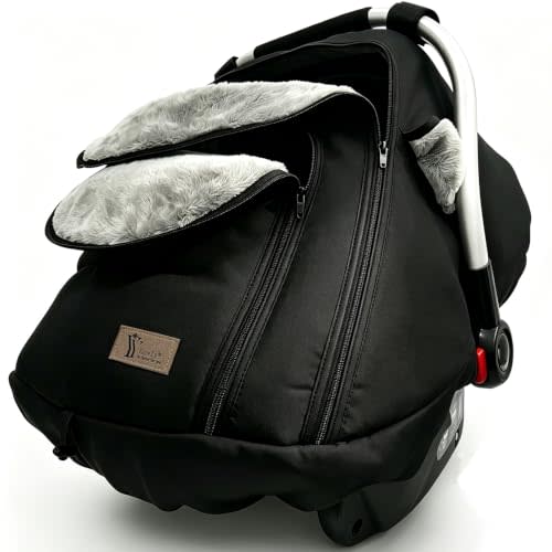 Car Seat Cover for Babies Winter Waterproof Seat Covers Canopy Universa Fit | Heavy-Warm Baby Car Seat Cover,Easy of Use w/Two Zips Options for Multi-seasonal Car Seat Essential w/Earflap More Breathable