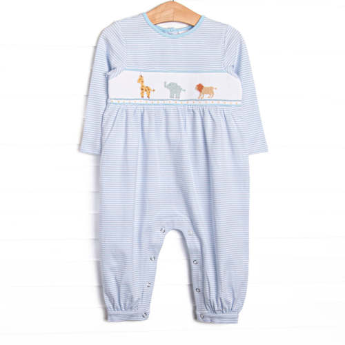 Jungle Jive Smocked Romper, Blue – Stitchy Fish
