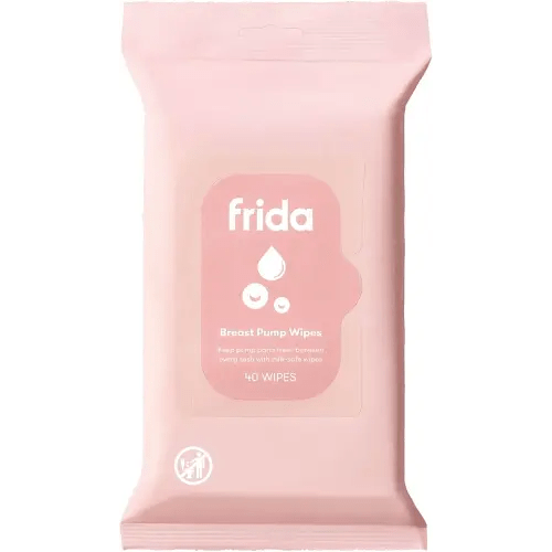 Frida Mom Breast Pump Wipes, Multi-Surface Cleaner, Removes Breastmilk Residue, Made with Food-Grade Ingredients, Baby and Milk Safe, Travel Essential for Breastfeeding Moms, 40 Count