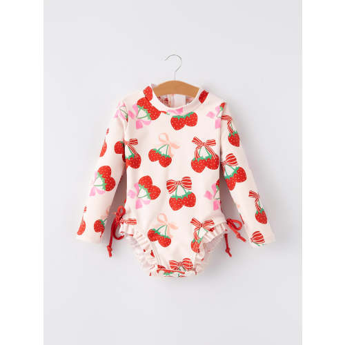 Strawberry Cherry Girls One-piece Swimsuit – Rylee Faith Designs