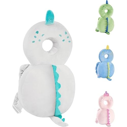Baby Back Potection Toddler Safety Protector Cushion Pad Toddler Backpack for Crawling Walking Adjustable Toddlers Back Safety Pad for Boys and Girls(Grey Dinosaur)