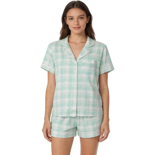 NAP BOUND 100% Cotton Pajamas for Women Sets 2 Pieces Pjs Button short sleeves with Pockets Soft Sleepwear Loungewear XS-XXL