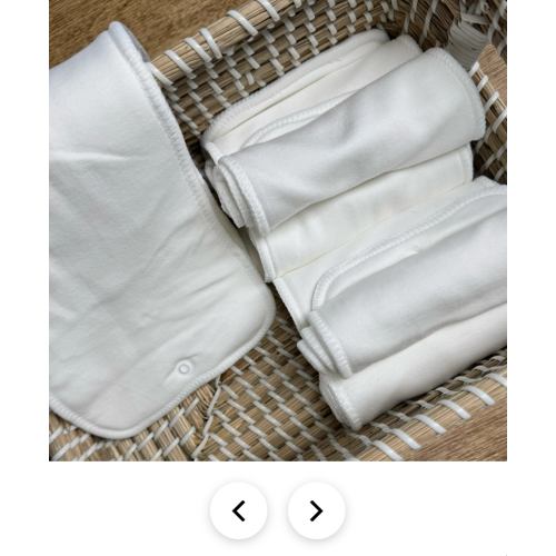 Nora's Nursery: 5 Layer Cotton Insert 10 Pack with Snaps for Cloth Diapering