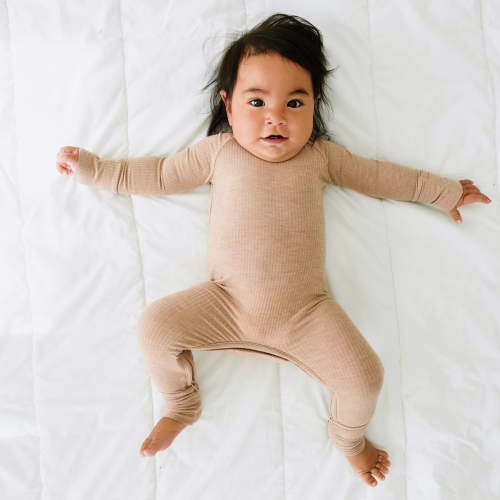 Heather Fawn Ribbed Crescent Zippy