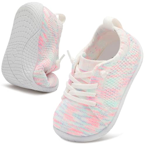 LeIsfIt Toddler Walking Shoes Boys Girls Slip-On Barefoot Shoes Kids Breathable Sneakers Non-Slip Lightweight Tennis Shoe